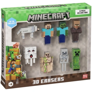 MINECRAFT 3D ERASERS - 8 PACK DELUXE BOX VER.A | M