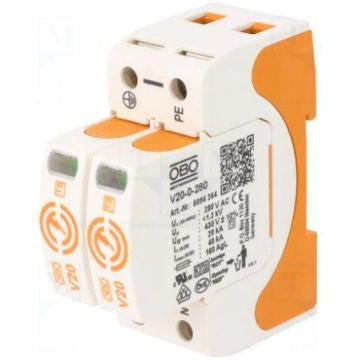 Surge arrester | Type 2 | Poles: 2 | 20kA | 280VAC