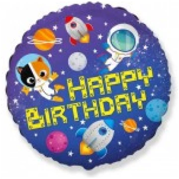 Folijas balons Happy Birthday - Kosmoss, 48cm, apl