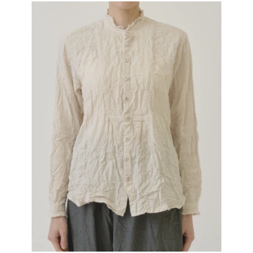 Pas de Calais Plain Shirring Brushed Blouse Ivory