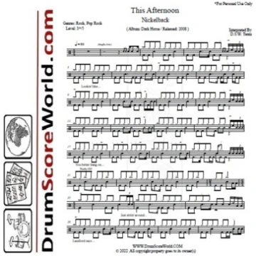 Nickelback - This Afternoon - Drum Sheet - Drum Sc
