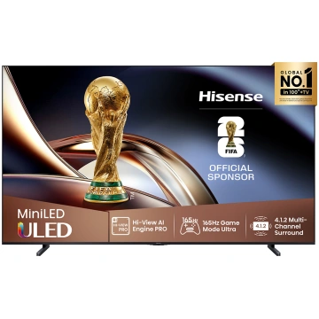 Hisense U8Q, 100"", 4K UHD, ULED, Mini LED, melna 