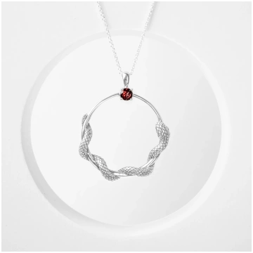 CIRCULUS - garnet stone necklace pendant - 90cm ne