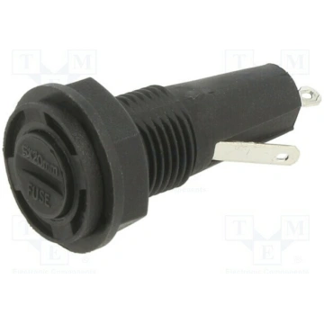 Fuse holder with cover; 5mm; 10A; 250VAC; HTC; on 