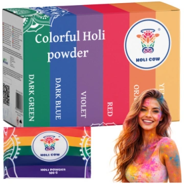 Holi krāsu pulvera komplekts 6x100g Holi Cow 27335