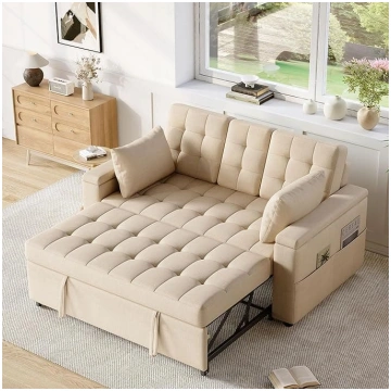 L-Shaped Corner Sofa Convertible to A Sofa Bed wit