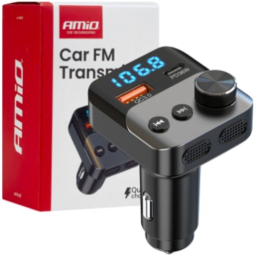 Auto FM Modulators 1×USB-A 1×USB-C 12V 24V AMIO-04