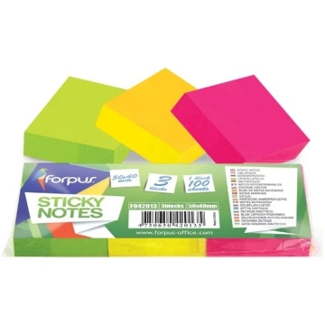 Sticky notes Forpus, Neon, 40x50mm, assorted (3x10
