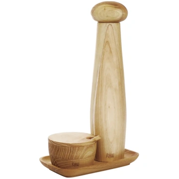 Aida - Raw Teak Ceramic Pepper Mill Set With Tray 