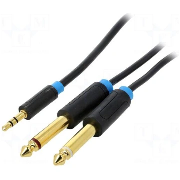 Cable | Jack 3.5mm 3pin plug,Jack 6,3mm plug x2 | 
