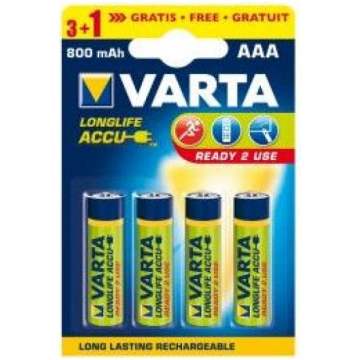 Uzlādējamās baterijas Varta, AAA, 800 mAh, 4 gab