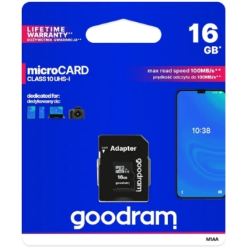 GOODRAM microSD memory card 16GB 100 MB/s class 10