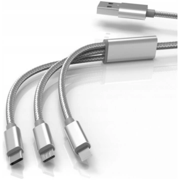 3-in-1 lādēšanas kabelis 1,2 m TYPE-C Lightning US