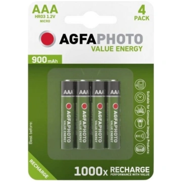 Uzlādējamās baterijas AgfaPhoto AAA 900mAh, 4 gab