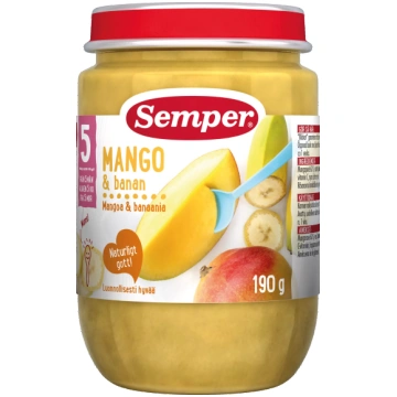 SEMPER Mango & Banānu (No 5 Mēn.) biezenis, 190 g