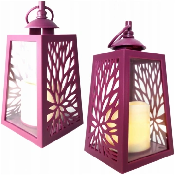 Laterna ar LED sveci 20.5x10cm 4/24/YZE-MP violeta