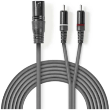 Kabelis Nedis XLR M - 2x RCA M 1.5m