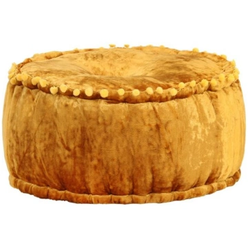 vidaXL apaļš pufs, samts, 40x20 cm, sinepju dzelte