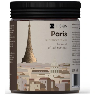Svece, aromātiskā HiSkin Travel Paris, Melna krās.