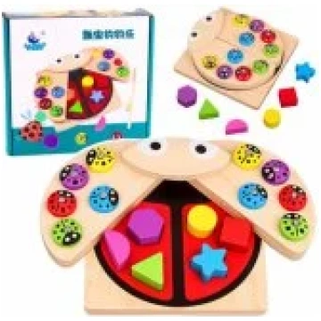LEAN Toys Wooden Ladybug Catching Game Educational