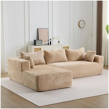 Corner Sofa L-Shape Sofa with 3 Cushions, Sofa Bed
