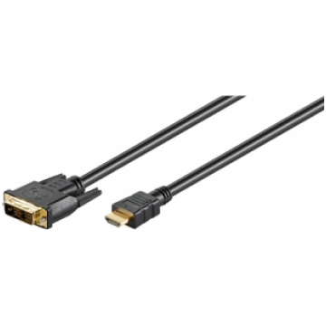 GOOBAY DVI-D/HDMI KABELIS, APZELTĪTS MELNS DVI-D V