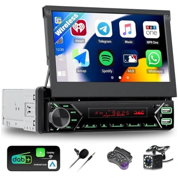 Vienas Din autostacija ar DAB+ bezvadu CarPlay And