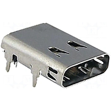 Connector: USB C | socket | THT | PIN: 24 | angled
