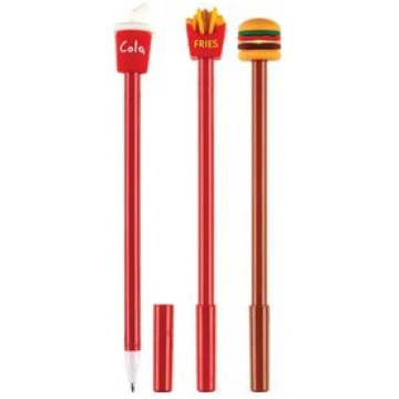Lodīšu pildspalva COLA, FRIES, BURGER zila 0.7mm 8