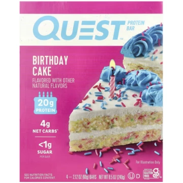 Quest Nutrition, Protein Bar, Birthday Cake, 4 Bar
