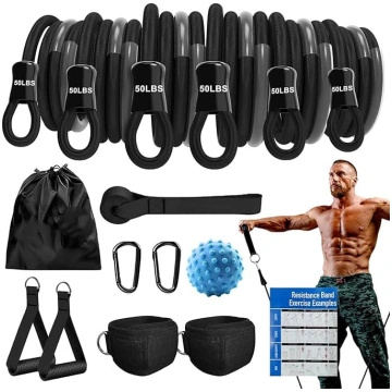 Elastīgo lentu komplekts, 5 līmeņu fitnesa lentes 