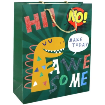 Green Dinosaur Paper Gift Bag 32cm x 26cm x 10cm