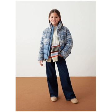 Jacquard down jacket with enveloping collar COLMAR