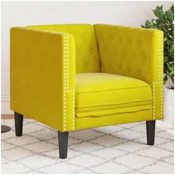 Krēsls VidaXL Chesterfield, dzeltena samta apdare,