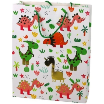 LeanToys Papierowa Torba Prezentowa Kolorowe Dinoz