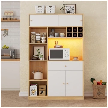Kitchen Cabinet, Kitchen Buffet with LED Buffet Ca