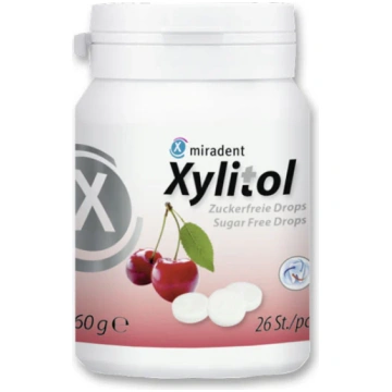 Miradent Xylitol ķiršu sūkajamas konfektes ar ksil