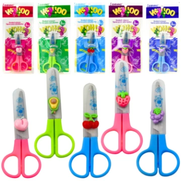 Two-handed school scissors with safety cap Mix 12c