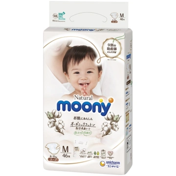 MOONY autiņbiksītes Natural M 6-11kg 46 gab k10306