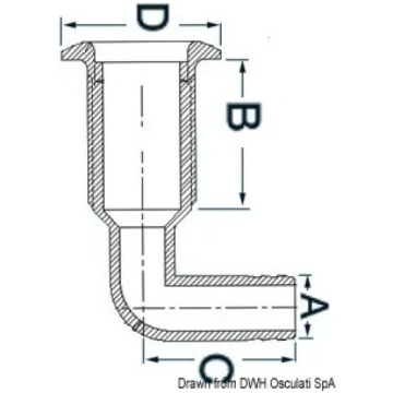 Nylon seacock 90° - 1" x 29-32 mm (17.322.55) Oscu