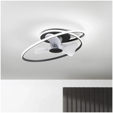 LED griestu ventilators „Storm“, melns/balts, Ø 77