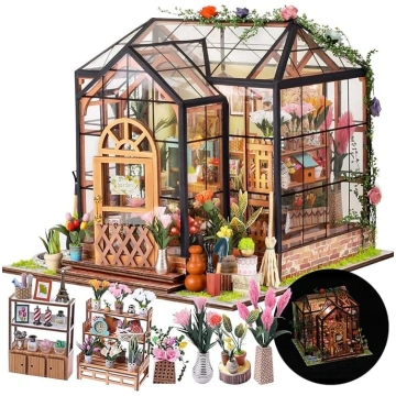 Grāmatu stūrītis komplekts DIY Dollhouse Koka mini