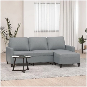 Festnight 3-Seater Sofa with Ottoman, Corner Sofa,