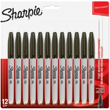 Smalki melni marķieri Sharpie (blisterī 12 gab.) -