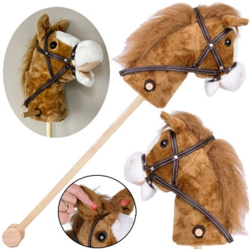 Plīša zirga galva uz nūjas Hobby Horse ar skaņām, 