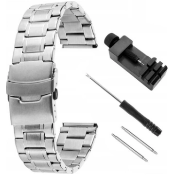 Universāla 22mm sudraba pulksteņa siksniņa no nerū