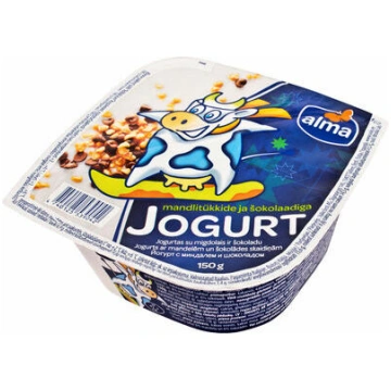 Jogurts ar mandelēm un šokolādes skaidiņām 150g, A