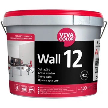 Sienu krāsa Vivacolor Wall 12, balts krās., 9 l