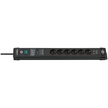 Brennenstuhl Premium-Line 6-way power strip, black