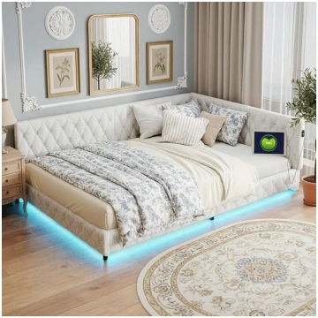 Upholstered Bed Sofa Bed 140 x 200 cm, Corner Bed 